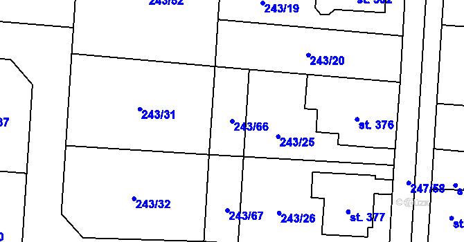 Parcela st. 243/66 v KÚ Čeperka, Katastrální mapa