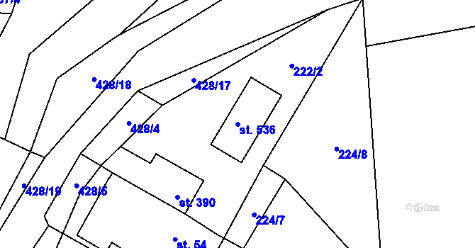 Parcela st. 536 v KÚ Čeperka, Katastrální mapa