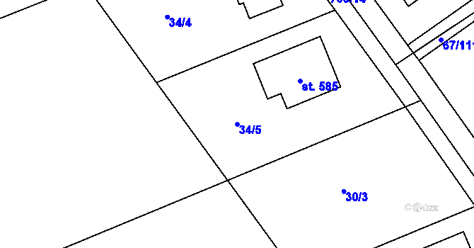 Parcela st. 34/5 v KÚ Čeperka, Katastrální mapa