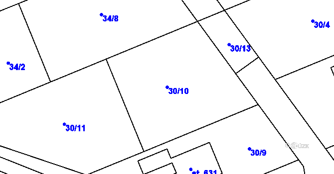 Parcela st. 30/10 v KÚ Čeperka, Katastrální mapa