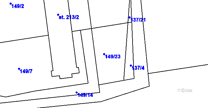 Parcela st. 149/23 v KÚ Čeperka, Katastrální mapa
