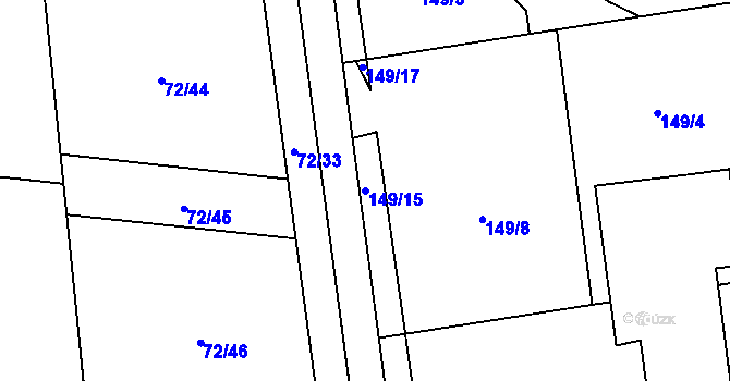 Parcela st. 149/15 v KÚ Čeperka, Katastrální mapa