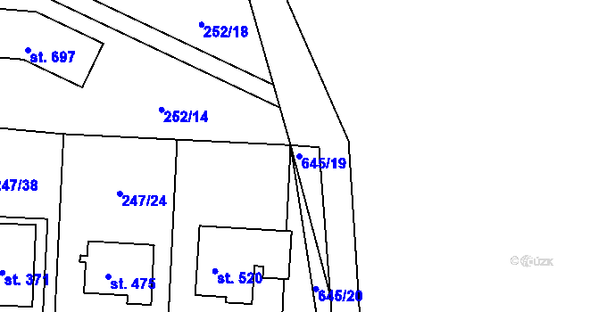 Parcela st. 645/19 v KÚ Čeperka, Katastrální mapa