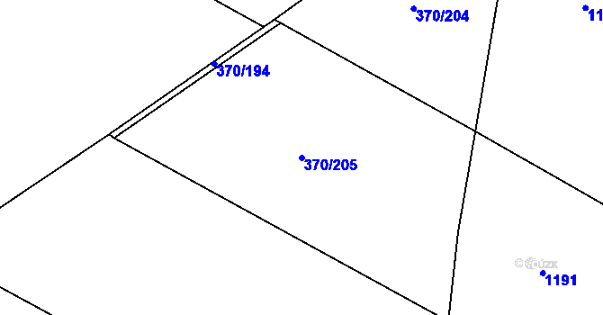 Parcela st. 370/205 v KÚ Čeperka, Katastrální mapa