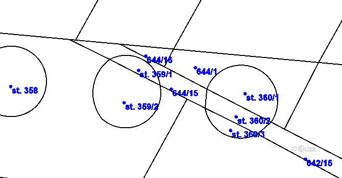 Parcela st. 644/15 v KÚ Čeperka, Katastrální mapa