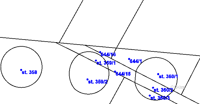 Parcela st. 644/16 v KÚ Čeperka, Katastrální mapa