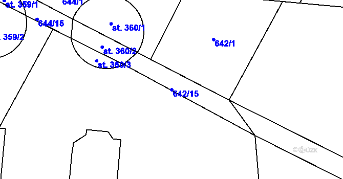 Parcela st. 642/15 v KÚ Čeperka, Katastrální mapa