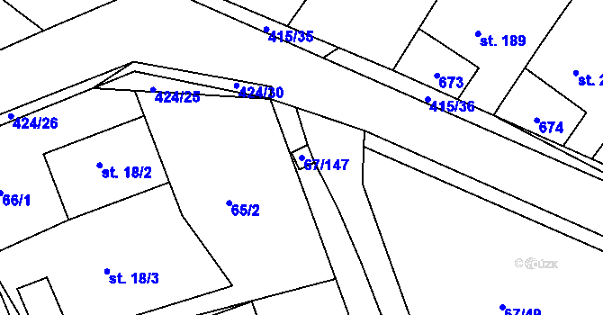 Parcela st. 67/147 v KÚ Čeperka, Katastrální mapa