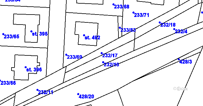 Parcela st. 232/17 v KÚ Čeperka, Katastrální mapa