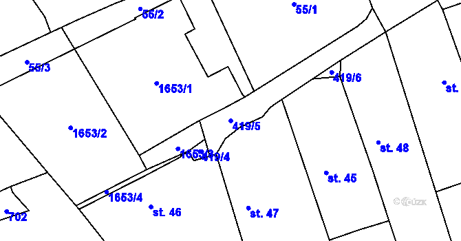 Parcela st. 419/5 v KÚ Čeperka, Katastrální mapa