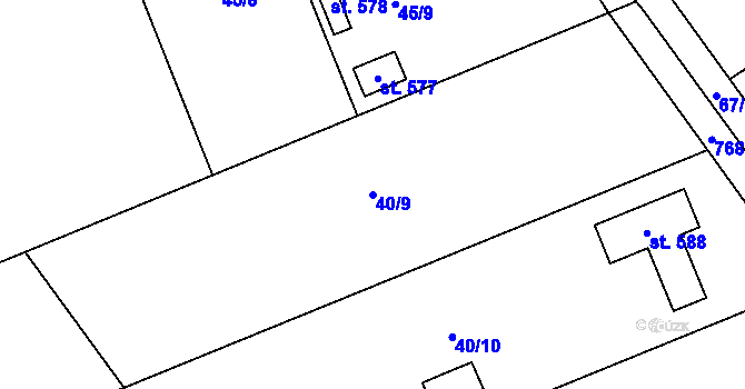 Parcela st. 40/9 v KÚ Čeperka, Katastrální mapa