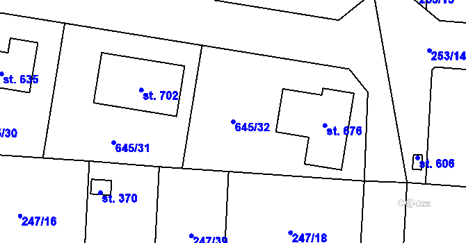 Parcela st. 645/32 v KÚ Čeperka, Katastrální mapa