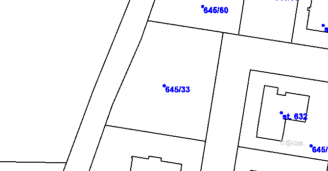 Parcela st. 645/33 v KÚ Čeperka, Katastrální mapa