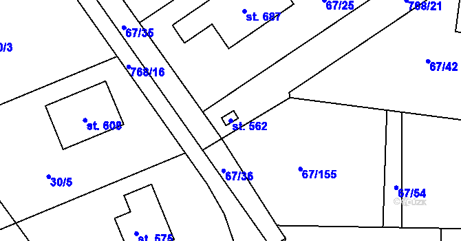 Parcela st. 562 v KÚ Čeperka, Katastrální mapa