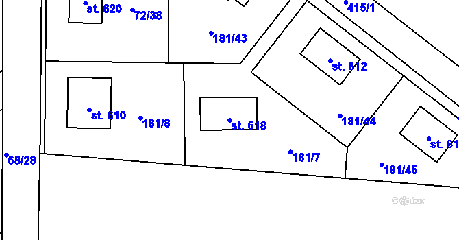 Parcela st. 618 v KÚ Čeperka, Katastrální mapa