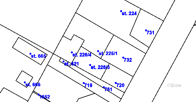 Parcela st. 225/1 v KÚ Čeperka, Katastrální mapa