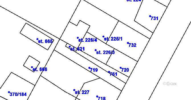 Parcela st. 226/3 v KÚ Čeperka, Katastrální mapa