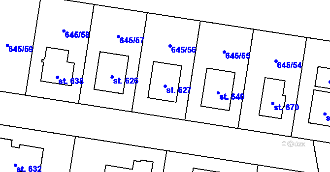 Parcela st. 627 v KÚ Čeperka, Katastrální mapa