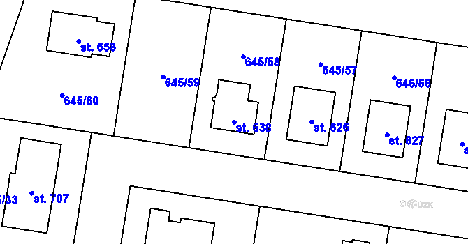 Parcela st. 638 v KÚ Čeperka, Katastrální mapa