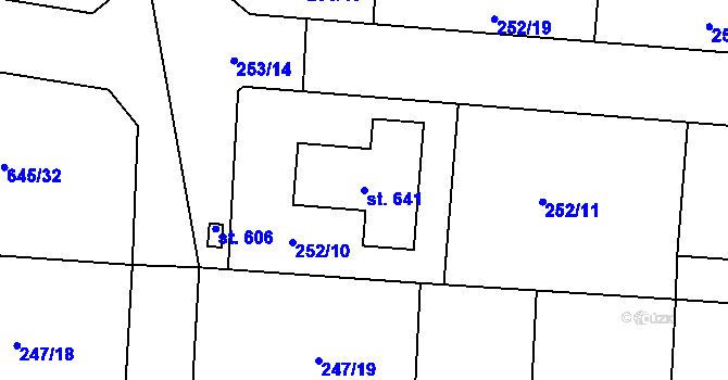 Parcela st. 641 v KÚ Čeperka, Katastrální mapa
