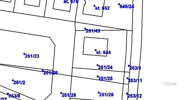 Parcela st. 644 v KÚ Čeperka, Katastrální mapa