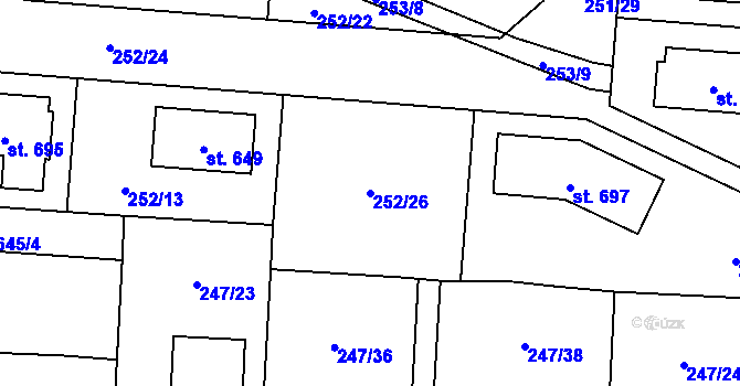 Parcela st. 252/26 v KÚ Čeperka, Katastrální mapa