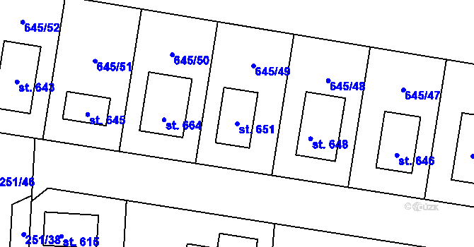 Parcela st. 651 v KÚ Čeperka, Katastrální mapa