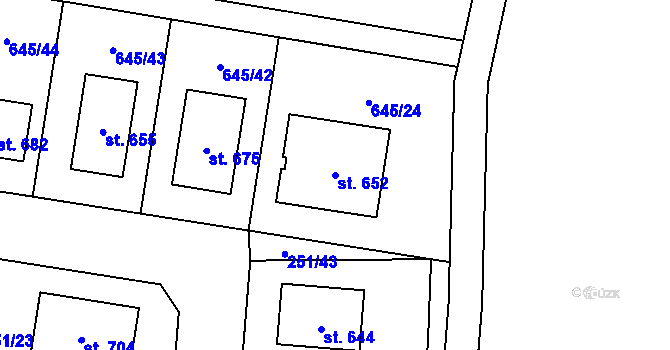 Parcela st. 652 v KÚ Čeperka, Katastrální mapa