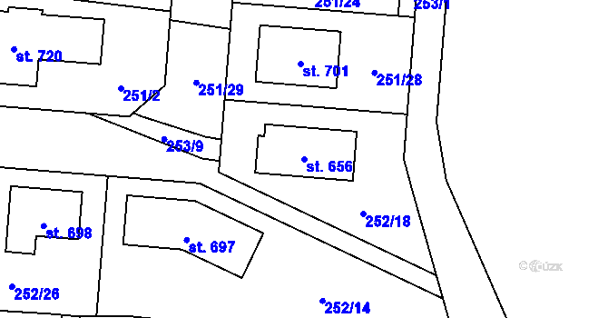 Parcela st. 656 v KÚ Čeperka, Katastrální mapa