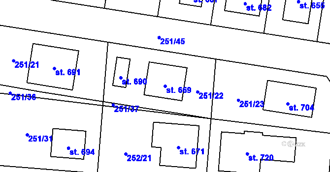 Parcela st. 669 v KÚ Čeperka, Katastrální mapa