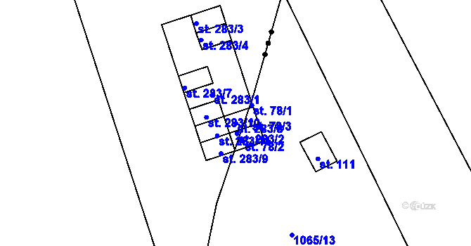 Parcela st. 283/8 v KÚ Čeperka, Katastrální mapa
