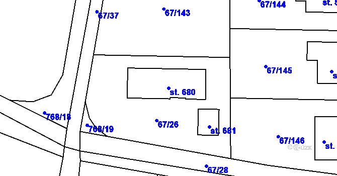 Parcela st. 680 v KÚ Čeperka, Katastrální mapa