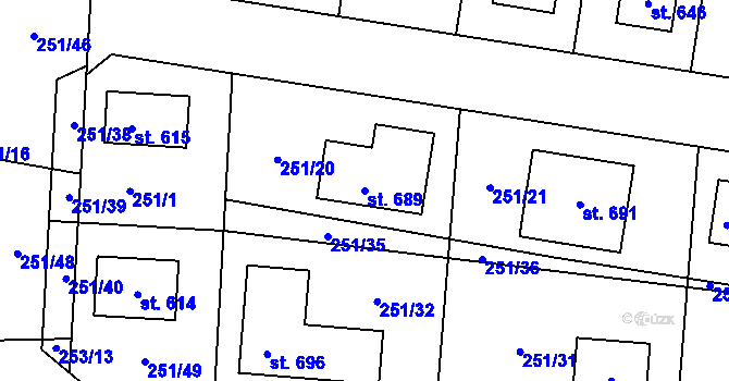 Parcela st. 689 v KÚ Čeperka, Katastrální mapa