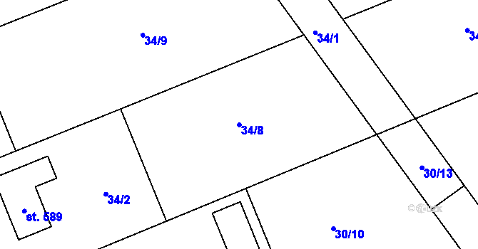Parcela st. 34/8 v KÚ Čeperka, Katastrální mapa