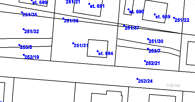 Parcela st. 694 v KÚ Čeperka, Katastrální mapa