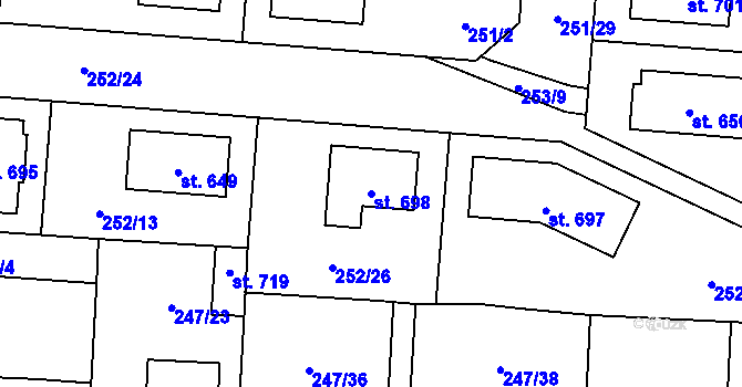 Parcela st. 698 v KÚ Čeperka, Katastrální mapa