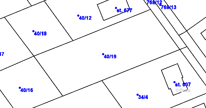 Parcela st. 40/19 v KÚ Čeperka, Katastrální mapa