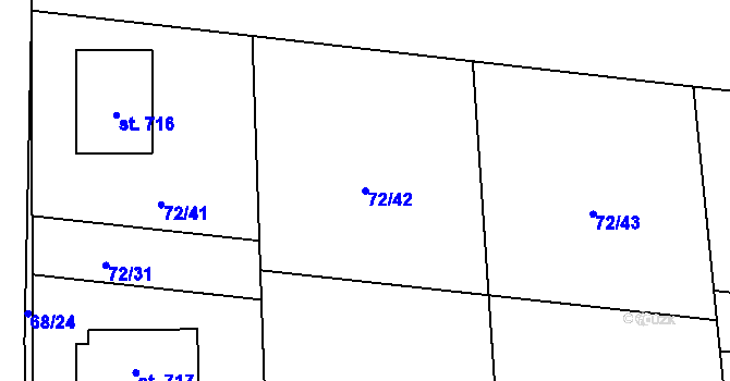 Parcela st. 72/42 v KÚ Čeperka, Katastrální mapa