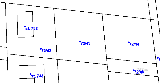 Parcela st. 72/43 v KÚ Čeperka, Katastrální mapa