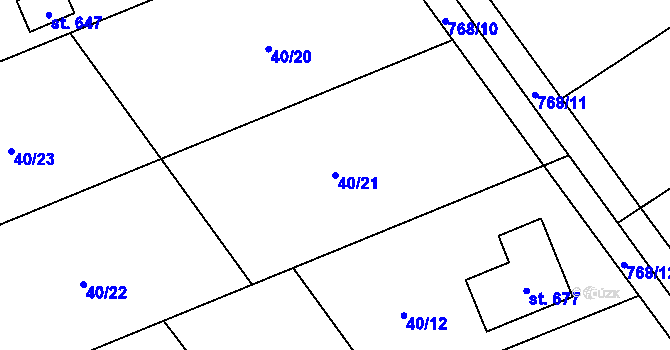 Parcela st. 40/21 v KÚ Čeperka, Katastrální mapa