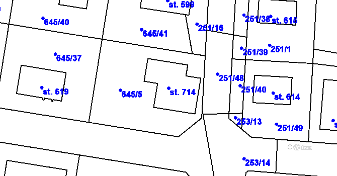 Parcela st. 714 v KÚ Čeperka, Katastrální mapa