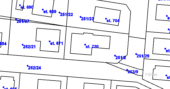 Parcela st. 720 v KÚ Čeperka, Katastrální mapa