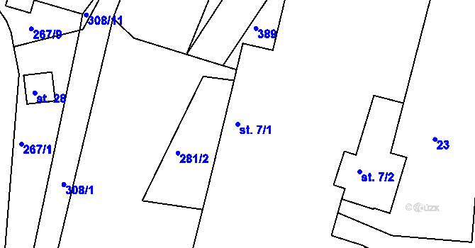 Parcela st. 7/1 v KÚ Čepí, Katastrální mapa