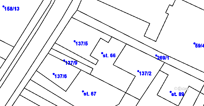 Parcela st. 66 v KÚ Čepí, Katastrální mapa