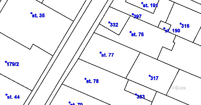 Parcela st. 77 v KÚ Čepí, Katastrální mapa