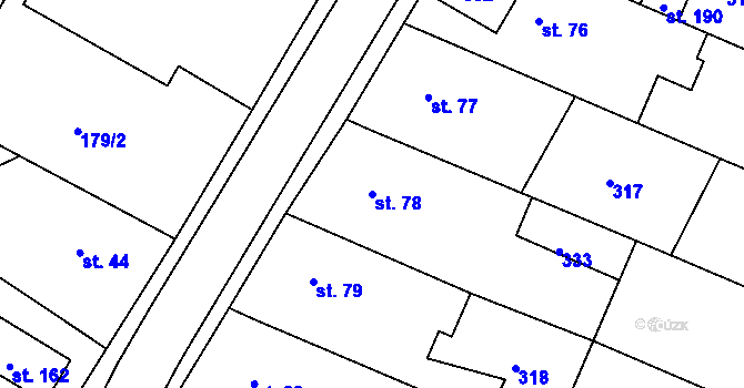 Parcela st. 78 v KÚ Čepí, Katastrální mapa