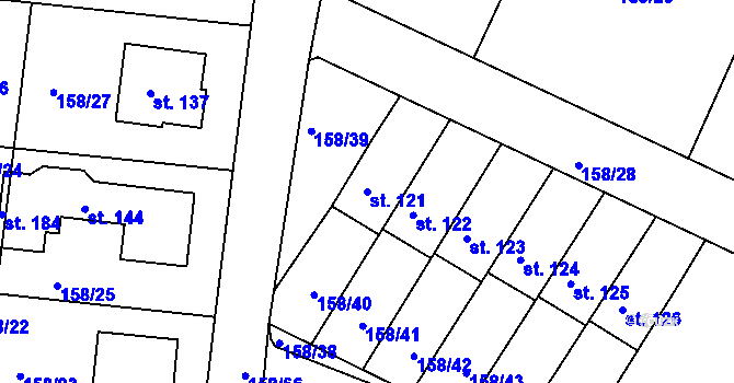 Parcela st. 121 v KÚ Čepí, Katastrální mapa