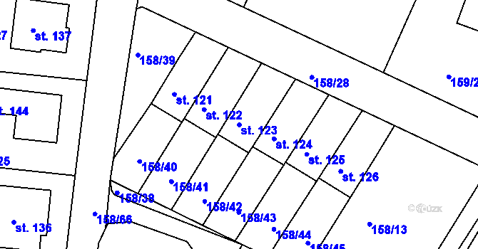 Parcela st. 123 v KÚ Čepí, Katastrální mapa