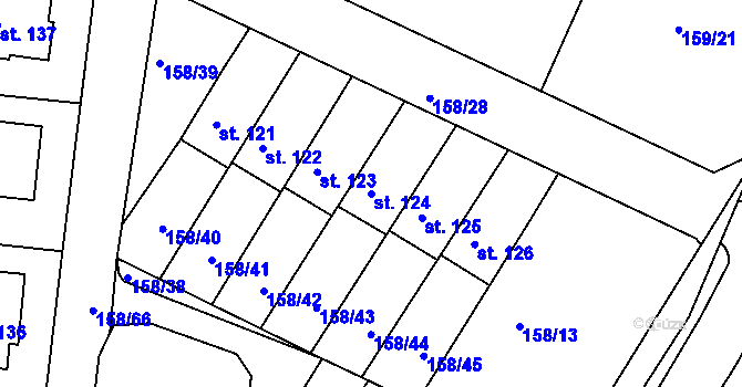 Parcela st. 124 v KÚ Čepí, Katastrální mapa