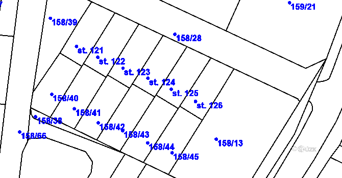 Parcela st. 125 v KÚ Čepí, Katastrální mapa